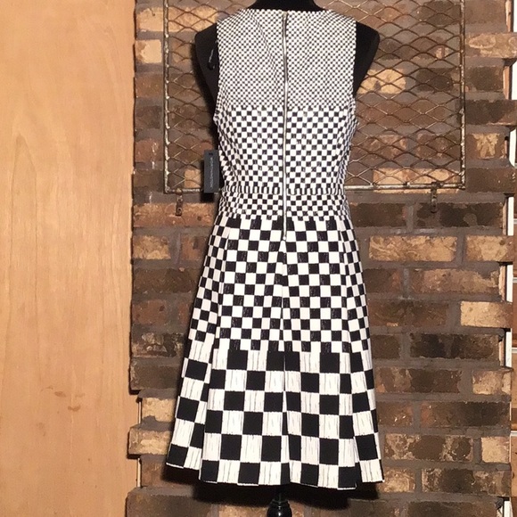 Worthington sleeveless midi dress black/polar bear black white checks 8 - Picture 4 of 7